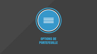 Les politiques établissent un
plan d'action et le définissent,
un espace pour la prise de
décision vite. Ils relient le futur
avec le présent et
l'organisation avec les moteurs
du changement. Chaque
politique de valeur permet
une exécution contrôlée de
tactiques à court terme avec
les décisions stratégiques à
long terme.
POLITIQUES DE VALEUR
Quelle est notre stratégie de changement?
Quelles sont les options que nous avons pour affecter le futur?
 