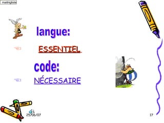 ESSENTIEL   NÉCESSAIRE langue: code: 