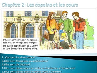 Chapitre 2: Les copains et les coursLes mots 2 : Les matières (Schoolsubjects)les sciences = la biologie = la chimie = la physique = la science = l'informatique = la géographie = l'histoire = les mathématiques (maths)= la géométrie = l’algèbre = la trigonométrie =la littérature =les langues = l'anglais = le français = l'espagnol = l'allemand = le latin = la musique = le dessin = l’art = l'éducation civique = la philosophie = la gymnastiquel'éducation physique =le sport =
