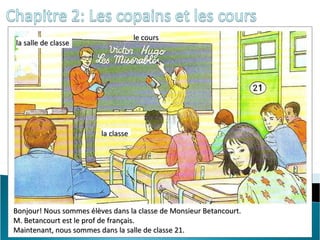 Chapitre 2: Les copains et les coursles professeurs (les profs)une femmeun hommeles élèves