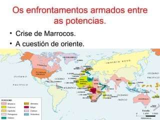 Os enfrontamentos armados entre
          as potencias.
• Crise de Marrocos.
• A cuestión de oriente.
 