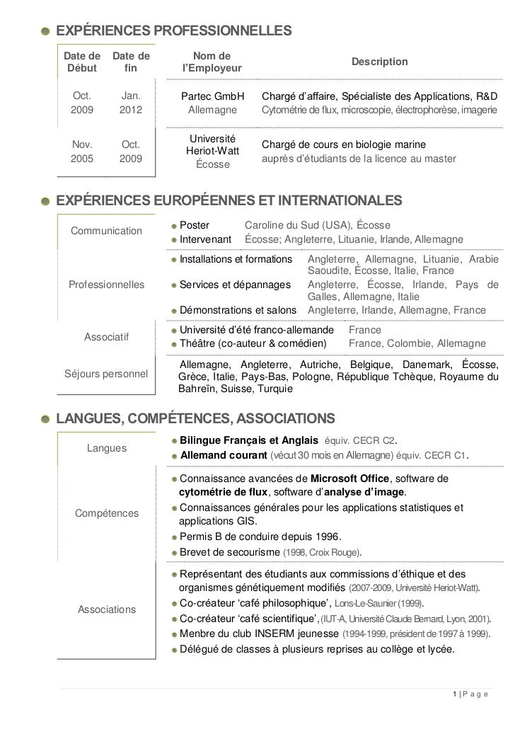 Curriculum Vitae Dut Genie Biologique