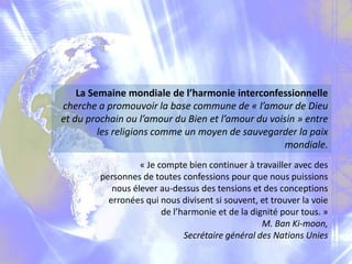 Semaine Mondiale De L Harmonie Interconfessionnelle