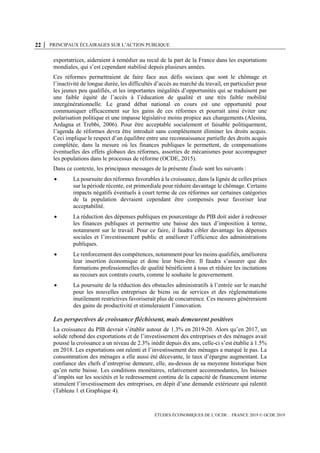 22 │ PRINCIPAUX ÉCLAIRAGES SUR L’ACTION PUBLIQUE
ÉTUDES ÉCONOMIQUES DE L’OCDE : FRANCE 2019 © OCDE 2019
exportatrices, aid...