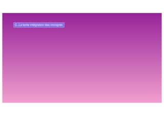 C. La lente intégration des immigrés
 