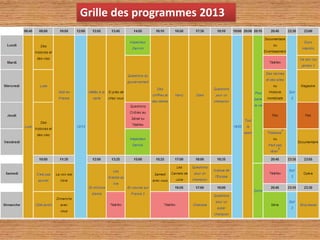 Grille des programmes 2013
 