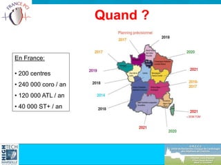 En France:
• 200 centres
• 240 000 coro / an
• 120 000 ATL / an
• 40 000 ST+ / an
Quand ?
 
