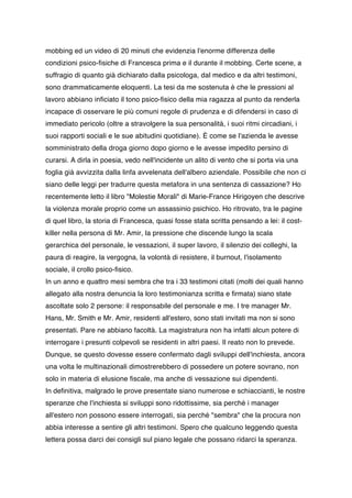 Lettera per mobbing sul lavoro