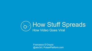 How Stuff Spreads
How Video Goes Viral

Francesco D’Orazio
@abc3d | PulsarPlatform.com

 