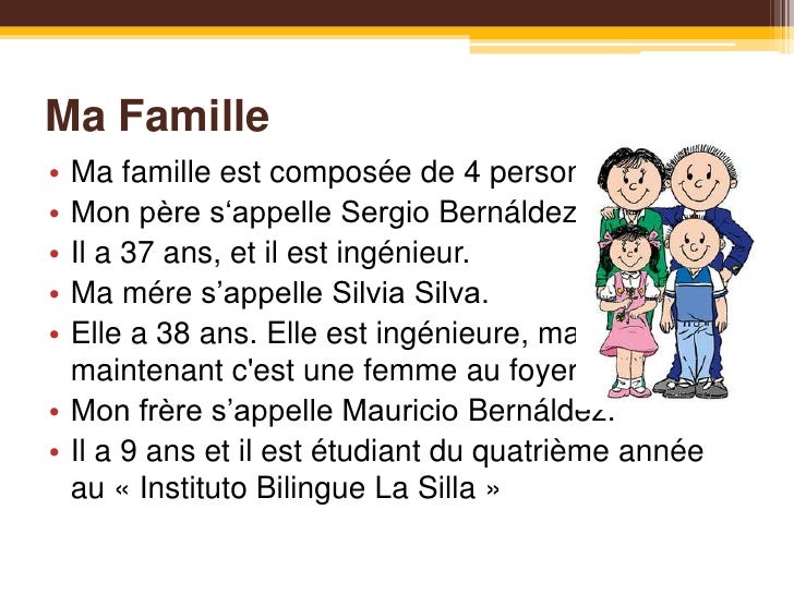 Resultado de imagem para la famille présentation