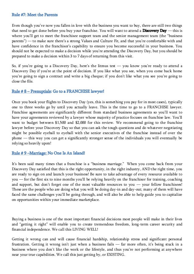 Franchise Buying Advice 9 Rules for finding your ideal franchise business