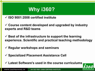 Offer pragmatic and flexible training solutions.i360* Available only in Select centers 