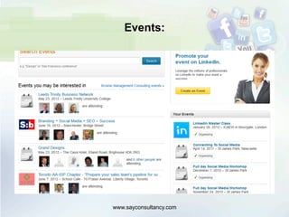 Events:
www.sayconsultancy.com
 