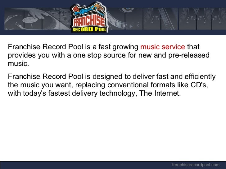 Franchise Record Pool 1 Online Digital DJ MP3 Record Pool Store