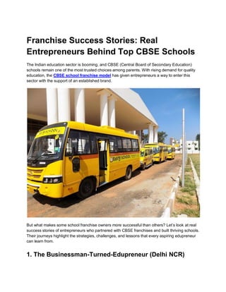 Franchise Success Stories: Inspiring Journeys of CBSE School Owners | PDF