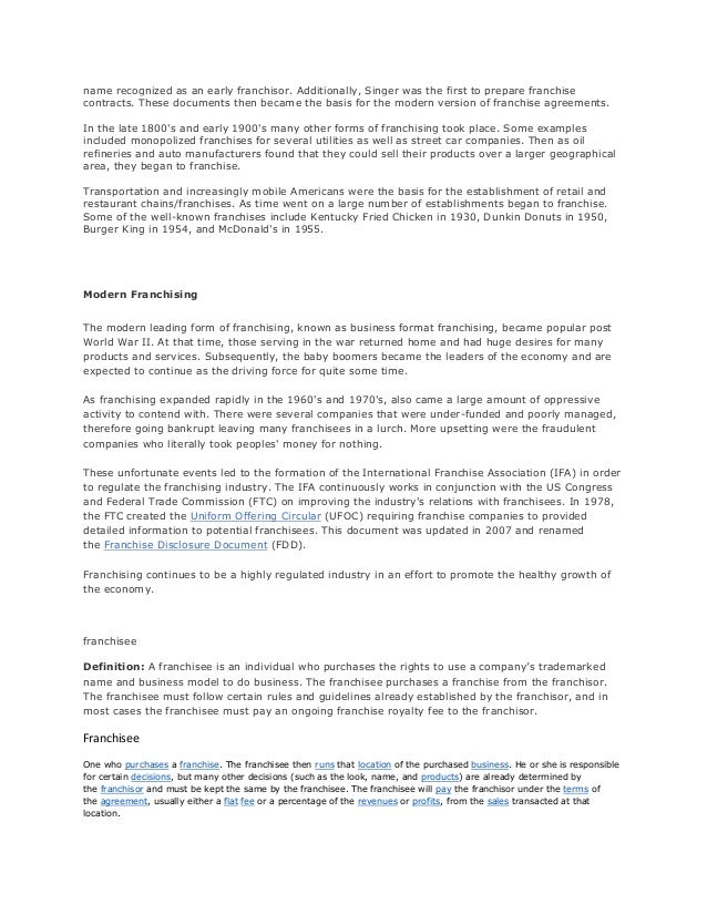 franchise contract samples