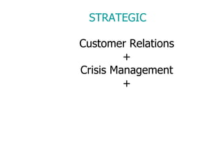 Customer Relations + Crisis Management + STRATEGIC 