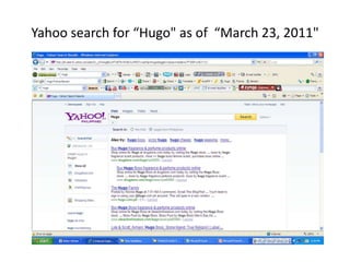 Yahoo search for “Hugo" as of  “March 23, 2011"