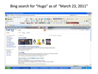 Bing search for “Hugo" as of  “March 23, 2011"