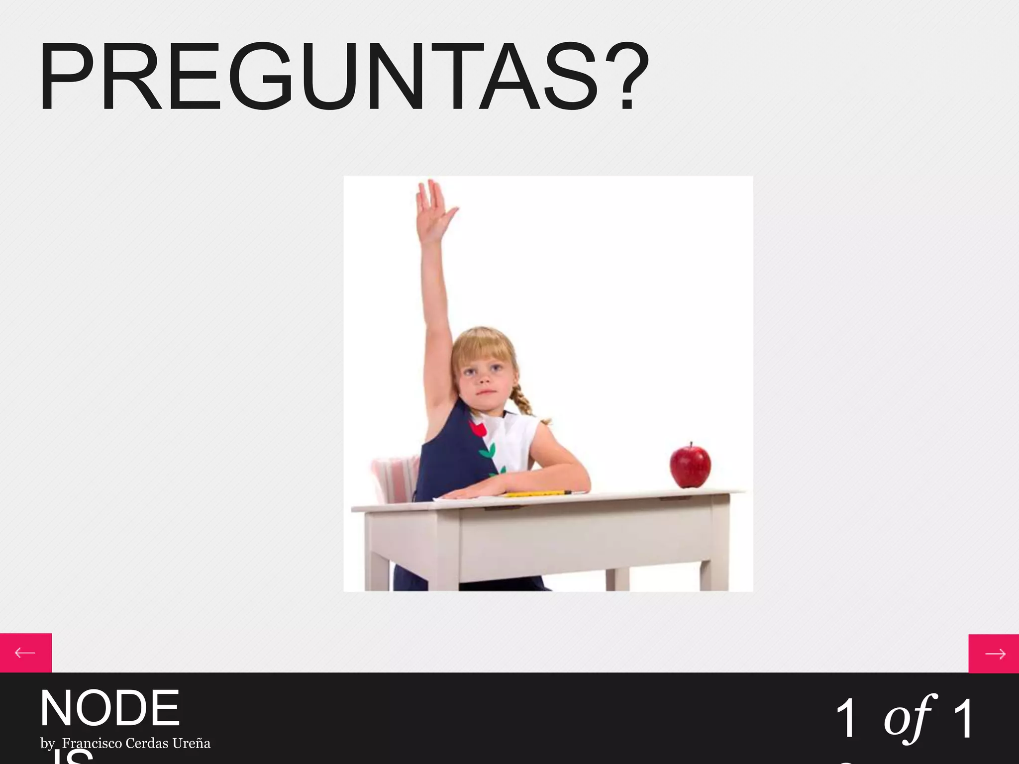 PREGUNTAS?
NODEby Francisco Cerdas Ureña
1 of 1
 