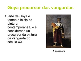 Goya e o rococó En 1771 volve a España e o estilo que adopta é o Neoclasicismo xunto co Rococó derivado do seu novo traballo como pintor de cartóns. 