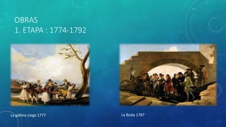 OBRAS
1. ETAPA : 1774-1792
La gallina ciega 1777 La Boda 1787
 