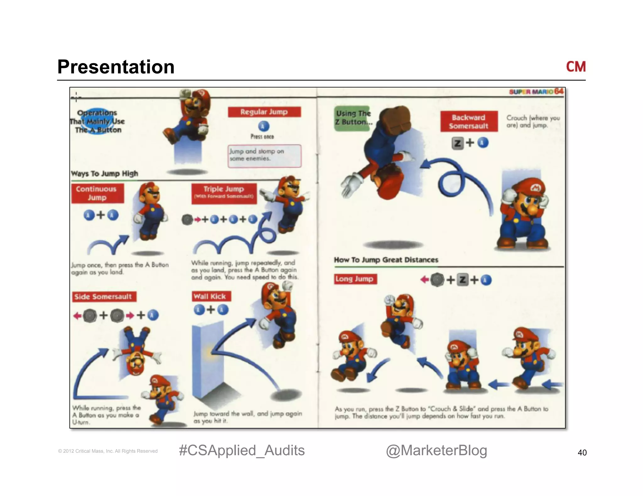 Presentation




© 2012 Critical Mass, Inc. All Rights Reserved   #CSApplied_Audits   @MarketerBlog   40
 