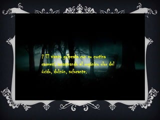 ? El viento golpeaba con su cortina carmesí, arrastrando el orgánico olor del óxido, dulzón, sofocante. 