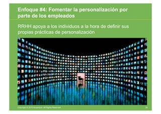 Enfoque #4: Fomentar la personalización por
parte de los empleados

RRHH apoya a los individuos a la hora de definir sus
p...