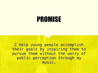 I help young people accomplish
their goals by inspiring them to
pursue them without the worry of
public perception through...