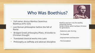 Boethius and The Consolation of Philosophy: Exploring Meaning ...
