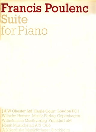Francis poulenc suite for piano