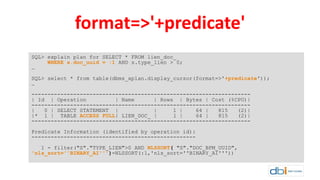 Oracle dbms_xplan.display_cursor format | PPTX