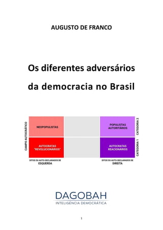 1
AUGUSTO DE FRANCO
Os diferentes adversários
da democracia no Brasil
 