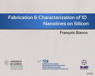 Fabrication & Characterization of 1D
Nanolines on Silicon
FONDS NATIONAL SUISSE
SCHWEIZERISCHE NATIONALFONDS
FONDO NAZIONA...