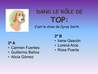 C’est le chien de Cyrus Smith

                           2º B
                           • Irene Gascón
2º A
                           • Lorena Arce
• Carmen Fuentes
                           • Rosa Puerta
• Guillermo Baños
• Alicia Gómez
 