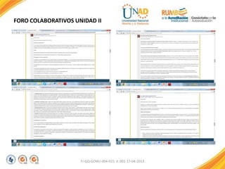 FORO COLABORATIVOS UNIDAD II
FI-GQ-GCMU-004-015 V. 001-17-04-2013
 