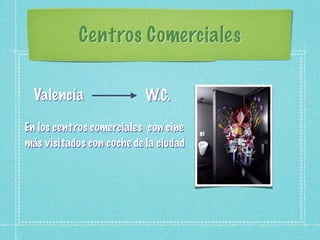 Centros Comerciales

  Valencia                 W.C.

En los centros comerciales con cine
más visitados con coche de la ciudad
 