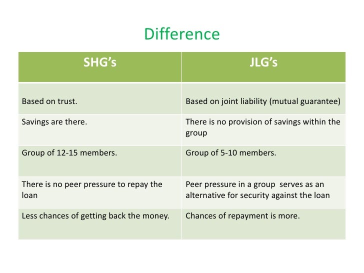 SHG's and JLG's