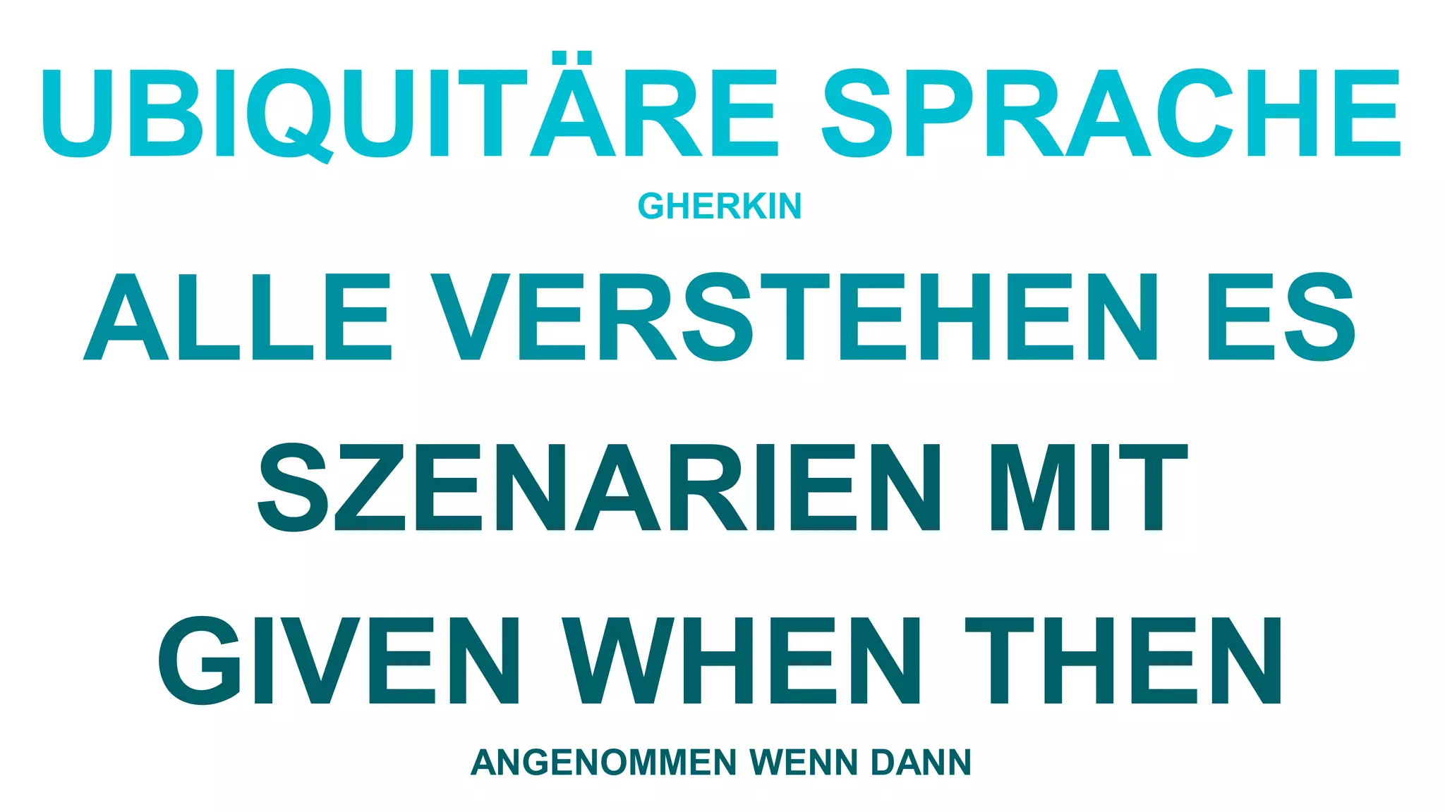 UBIQUITÄRE SPRACHE
GHERKIN
ALLE VERSTEHEN ES
SZENARIEN MIT
GIVEN WHEN THEN
ANGENOMMEN WENN DANN
 