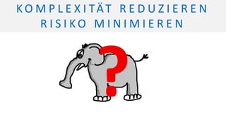 K O M P L E X I TÄT R E D U Z I E R E N
R I S I K O M I N I M I E R E N
 