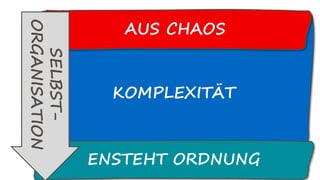 KOMPLEXITÄT
ENSTEHT ORDNUNG
AUS CHAOS
SELBST-
ORGANISATION
 