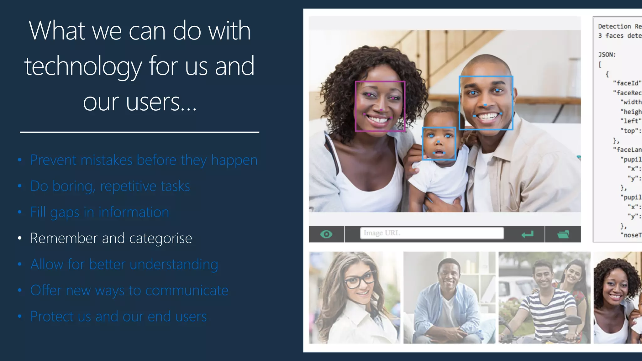 What we can do with
technology for us and
our users…
• Prevent mistakes before they happen
• Do boring, repetitive tasks
• Fill gaps in information
• Remember and categorise
• Allow for better understanding
• Offer new ways to communicate
• Protect us and our end users
 