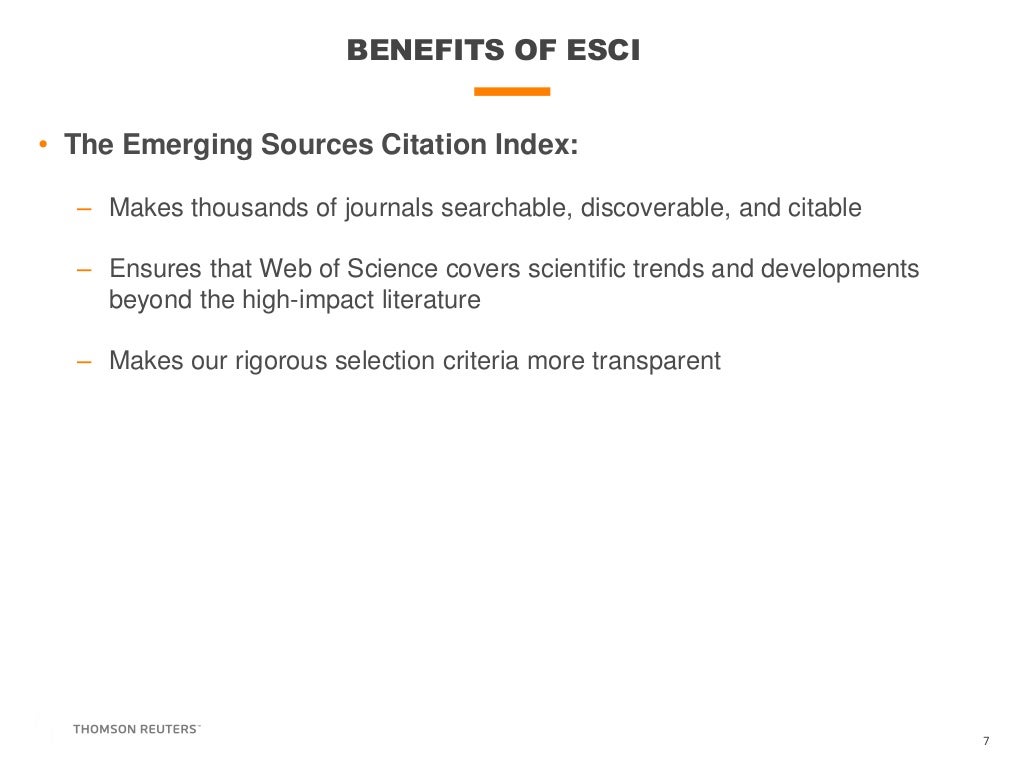 Emerging Sources Citation Index A new edition of Web Of