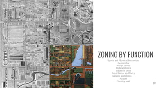 ZONING BY FUNCTION
Sports and Physical Recreation
Residential
Design center
Medical clinics
Industrial units
Small farms and Dairy
Garages and stores
Airport
Country seat
18
 