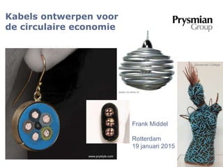 Kabels ontwerpen voor
de circulaire economie
www.prystyle.com
Frank Middel
Rotterdam
19 januari 2015
www.re-wire.nl
Savannah College
 