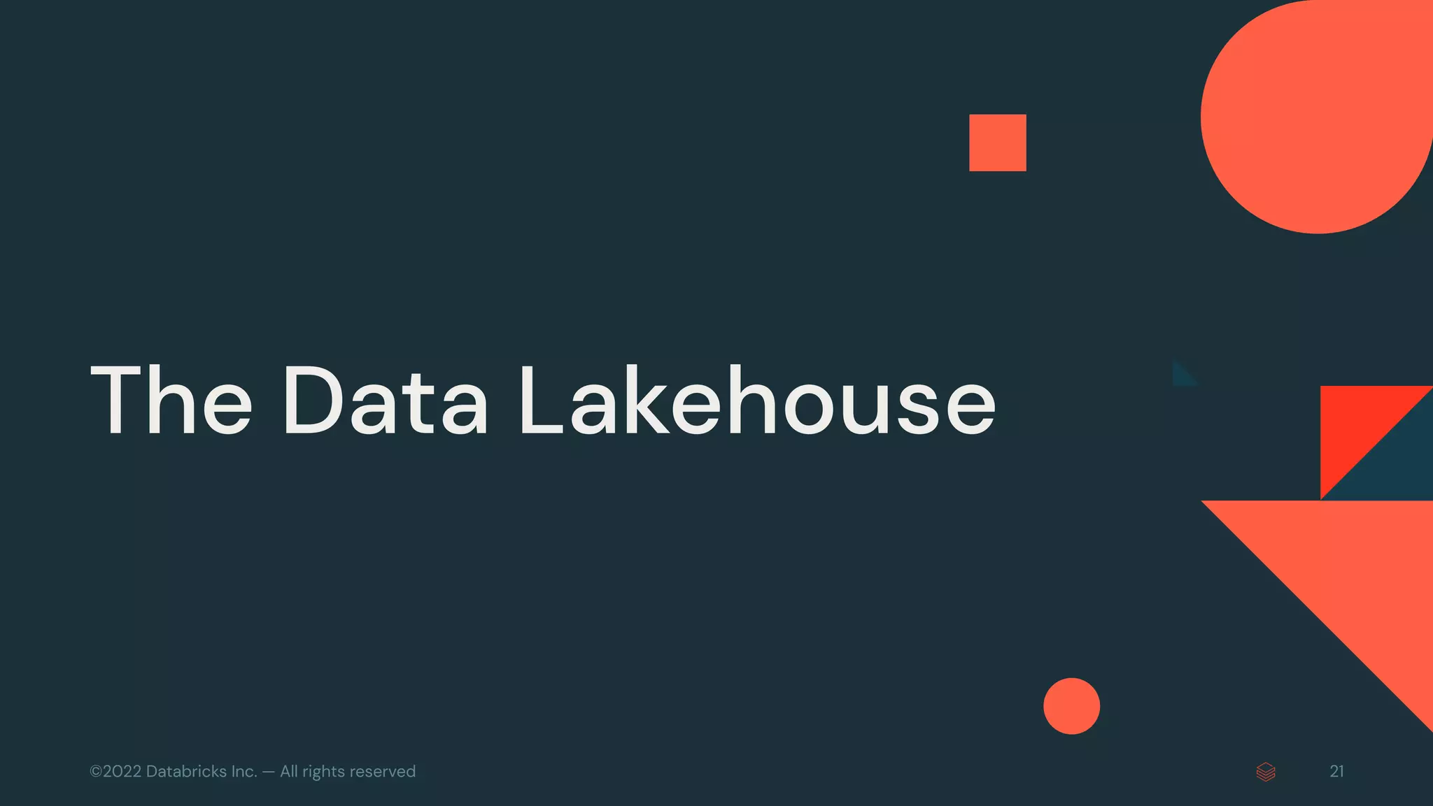 ©2022 Databricks Inc. — All rights reserved 21
The Data Lakehouse
 