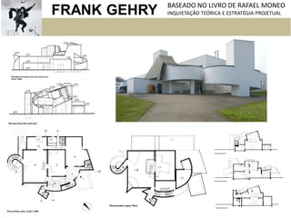 FRANK GEHRY BASEADO NO LIVRO DE RAFAEL MONEO
INQUIETAÇÃO TEÓRICA E ESTRATÉGIA PROJETUAL
 