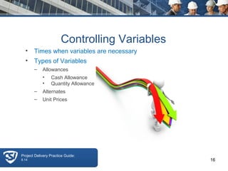 Variable Allowances Project Delivery Education Program | PPT