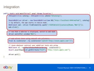 integration
19François Reynaud- EBAY INTERNATIONAL
 